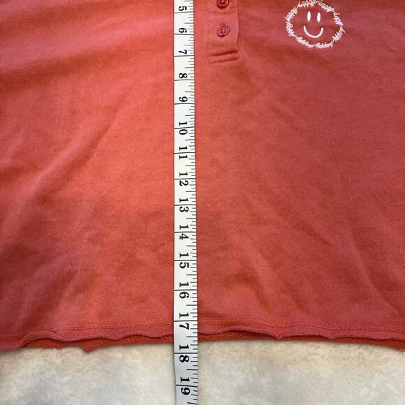 Jolie and Joy Crew Crew Neck Smiley Face Happy Sweatshirt Coral color - Picture 3 of 6